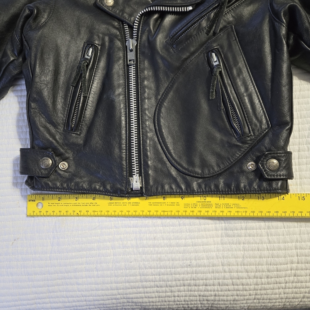 Kid's Harley Davidson Black Leather Thermal Lined Vintage Jacket Size 6 - Picture 14 of 14